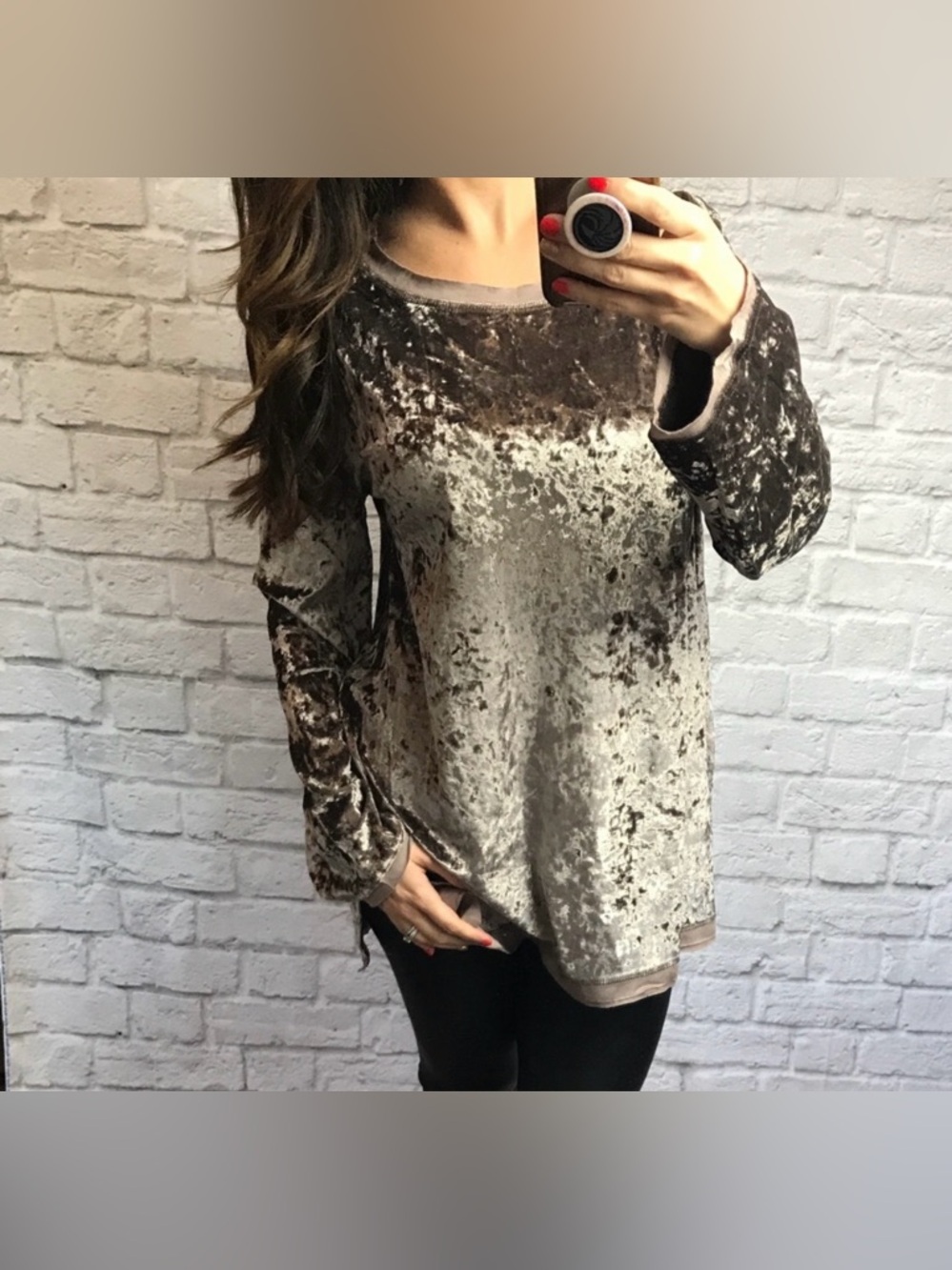 🆕 Crushed Velvet Long Sleeve Oversized Top / Mocha 🤎 / Small / NWOT!!